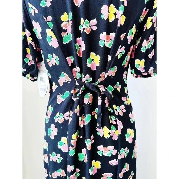 NWT Scoop Black Floral Button Front Midi Dress Size M - Picture 9 of 16
